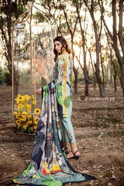 Asifa & Nabeel Embroidered Lawn Unstitched 3 Piece Suit AN18W Sunflowers