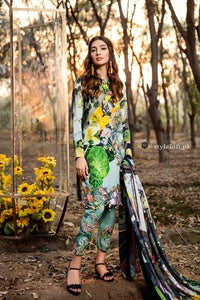 Asifa & Nabeel Embroidered Lawn Unstitched 3 Piece Suit AN18W Sunflowers