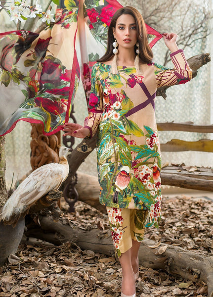 Asifa & Nabeel Embroidered Lawn Unstitched 3 Piece Suit - Festive Collection - DW6