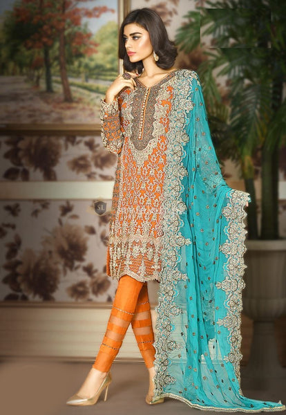 Asim Jofa Embroidered Chiffon  Collection 2019 Unstitched 3 Piece Suit -Mysorie AJCLE