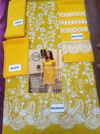 STYLE LOFT.PK Azure Chiffon Embroidered Unstitched Yellow Kurti