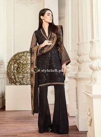 Baroque Chantelle Chiffon Collection 2019 Unstitched 3 Piece Suit -Black Lalique
