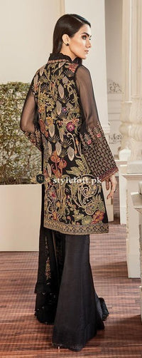 Baroque Chantelle Chiffon Collection 2019 Unstitched 3 Piece Suit -Black Lalique