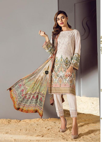 Baroque Embroidered Chiffon Collection Unstitched 3 Piece Suit - BQ18S