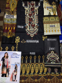 Baroque Lawn 3Pc Dress - Chiffon Dupatta 07Blue