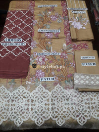 Baroque Linen Embroidered 3Piece Dress D-17