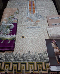 STYLE LOFT.PK Baroque Twill Linen Collection 2019 - Unstitched 3PC Suit Victorian-Pink