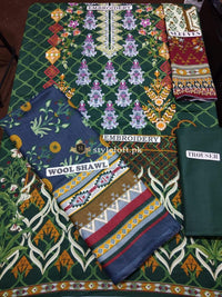 Baroque Winter Khaddar, Wool Shawl 3Piece BR-08