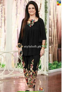 Bushra Ansari Spotted 2Piece-Black