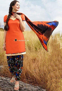 STYLE LOFT.PK Buy Orange Crepe Patiala Suit 2019 - Embroidered Linen 2PC
