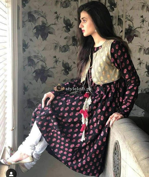 Celeberity Spotted Lawn Embroidered 2Piece Dress 2019