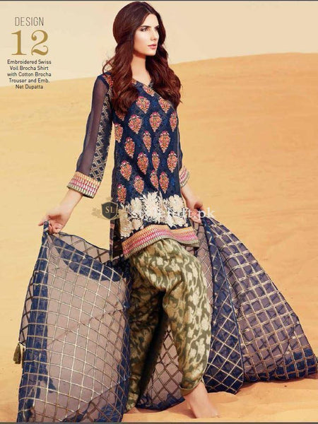 Charizma Embroidered Lawn Collection Unstitched 3Pc Suit CR-12