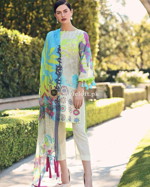 Charizma Embroidered Lawn Collection Unstitched 3Pc Suit CR-19