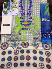 Charizma Embroidered Lawn Collection Unstitched 3Pc Suit CR-19