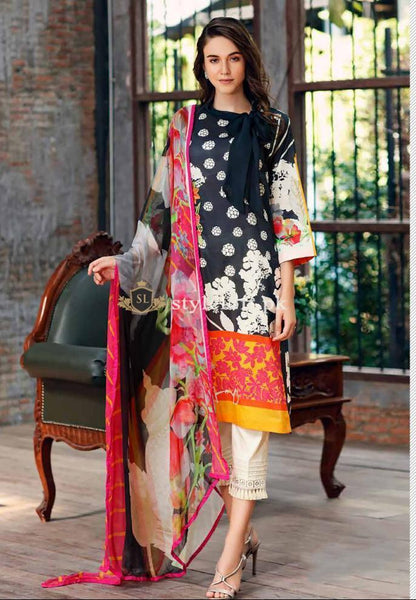 STYLE LOFT.PK Charizma Embroidered Lawn Unstitched 3 Piece Suit CRZ19BW 07 - Black And White Collection