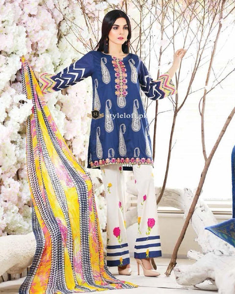 Charizma Embroidered Lawn Unstitched 3Piece Suit CR-52