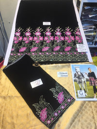 Charizma Festive Velvet 2Piece Dress, Jamawar Trouser Mustard