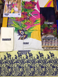 Charizma Lawn 3Pc - Chiffon Embroidered Dupatta CN-34