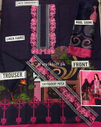 Charizma Linen 3Piece, Wool Shawl D-563