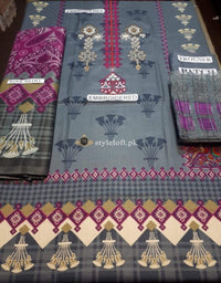 STYLE LOFT.PK Charizma Naranji Embroidered Linen Unstitched 3 Piece Suit CN-06