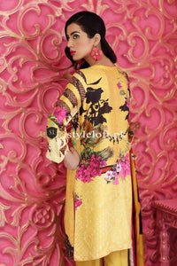 Charizma Naranji Linen, Wool Shawl 3Piece Dress CN-29 Yellow