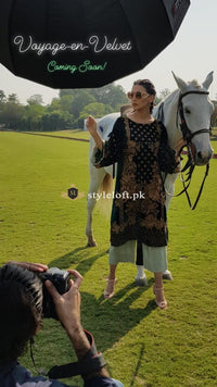 Charizma Velvet 2Piece, Jamawar Trouser Green