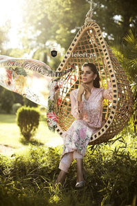 Crimson Chiffon-Silk Botanical Peach 3Piece Unstitched Dress