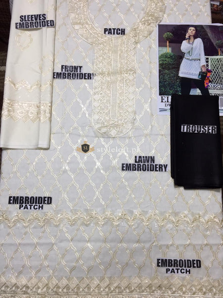 Elan Embroidered Lawn Collection 2Pc IVORY MAZE (EV-180604)