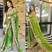 Elan Embroidered Net Saree 2018 Starring Ayesha Omar