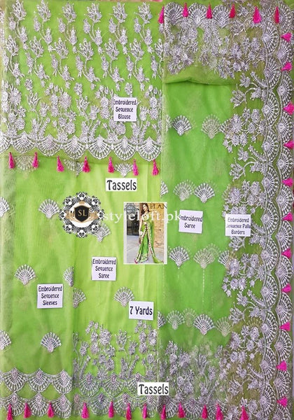Elan Embroidered Net Saree 2018 Starring Ayesha Omar