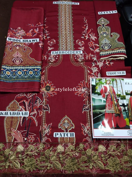 Elan Winter Collection 2018 3Piece, Wool Shawl ES-05 Red
