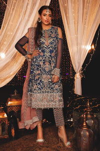 STYLE LOFT.PK EmbRoyal Embroidered Chiffon Unstitched 3 Piece Suit EMB19DK 05 Aristocratic Azure - Dewan-e-Khas