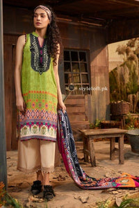 Ethnic by Outfitters Embroidered Lawn Unstitched 3Pc Suit-Green