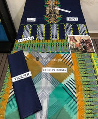 Ethnic by Outfitters Lawn Unstitched Embroidered 3Pc Dress Dark-Green