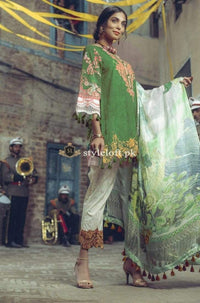 STYLE LOFT.PK Ethnic Unstitched Lawn Collection 2019 3Piece Suit WUB-19715-Green