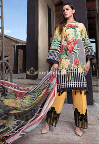 STYLE LOFT.PK Firdous Ombre Linen Collection 2019 Unstitched 3 Piece Suit FR19-01