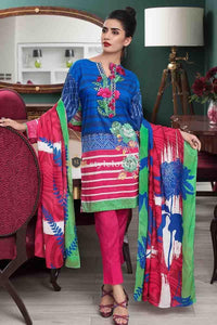 Gul Ahmed Lawn 3Piece Dress - Chiffon Dupatta M22-Blue