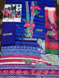 Gul Ahmed Lawn 3Piece Dress - Chiffon Dupatta M22-Blue