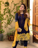 STYLE LOFT.PK Hina Niazi Celebrity Spotted Embroidered Linen 2 Piece Suit