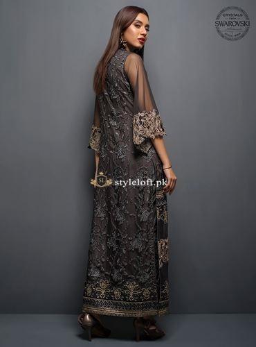 STYLE LOFT.PK Hira Noor Bridal Wear Chiffon Collection 2019 Unstitched 3 Piece Suit- The Charcoal Tale