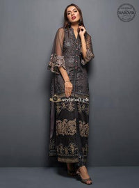 STYLE LOFT.PK Hira Noor Bridal Wear Chiffon Collection 2019 Unstitched 3 Piece Suit- The Charcoal Tale