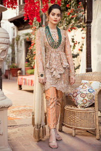 STYLE LOFT.PK Imrozia by Serene Embroidered Chiffon Unstitched 3 Piece Suit SEI19E 705 THE SHIMMER TANGERINE - Luxury Collection