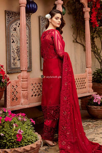 STYLE LOFT.PK Imrozia by Serene Embroidered Chiffon Unstitched 3 Piece Suit SEI19E-709 THE HEARTTHROB RED - Luxury Collection