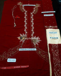 Indian Designer Kids Velvet 2Piece Dress-Maroon