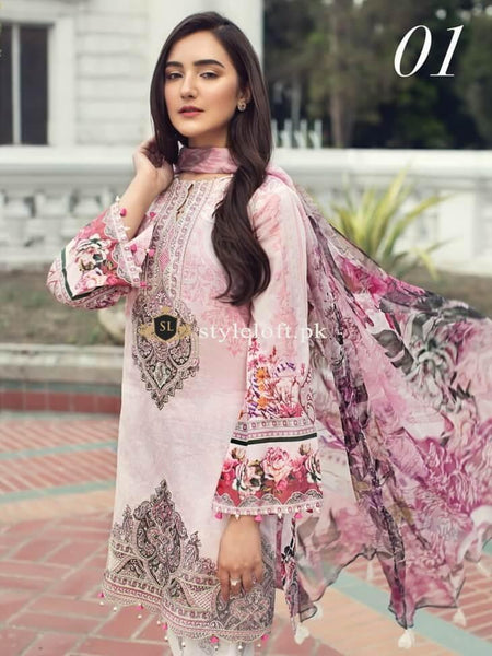 STYLE LOFT.PK Iris by Jazmin Luxury Embroidered Eid Lawn Collection 2019 3PC Suit 01 Liliana