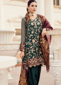 Iznik Embroidered Chiffon Unstitched 3 Piece Suit - Luxury Collection