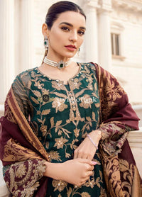Iznik Embroidered Chiffon Unstitched 3 Piece Suit - Luxury Collection