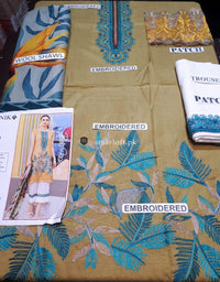 STYLE LOFT.PK Iznik Embroidered Linen Unstitched 3 Piece Suit IFL -08 ANTIQUE