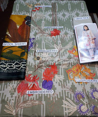 STYLE LOFT.PK Iznik Embroidered Linen Unstitched 3 Piece Suit IZ19LF 05 ALMOND BUFF