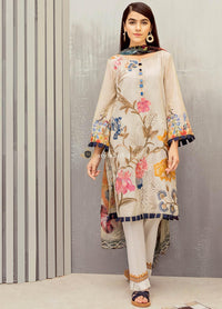STYLE LOFT.PK Iznik Embroidered Linen Unstitched 3 Piece Suit IZ19LF 05 ALMOND BUFF